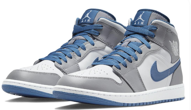 Air Jordan 1 Mid 'Cement Grey True Blue' Sneaker